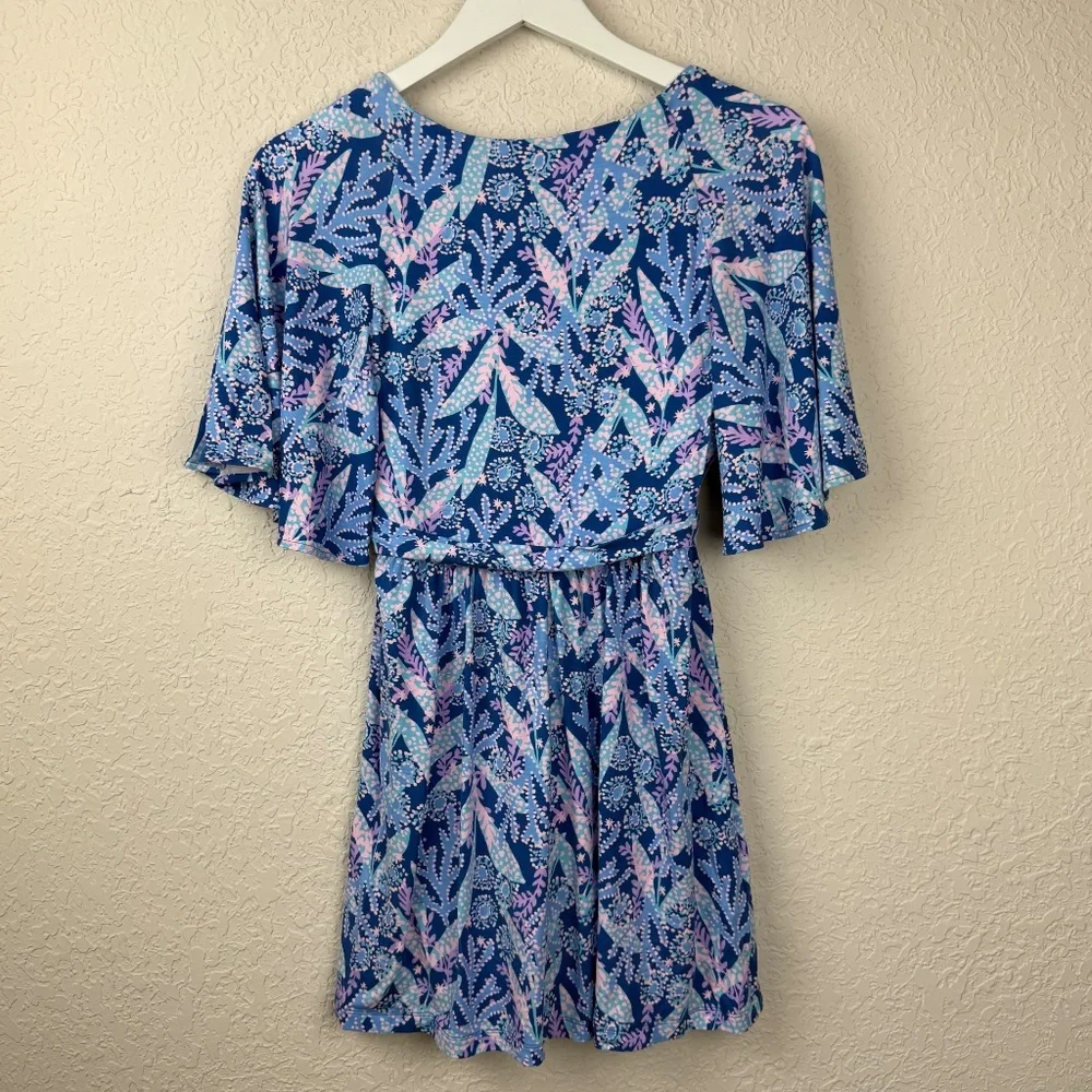 Lily Pulitzer Womens Minka Blue Floral Skirted Romper XS - Picture 3 of 10